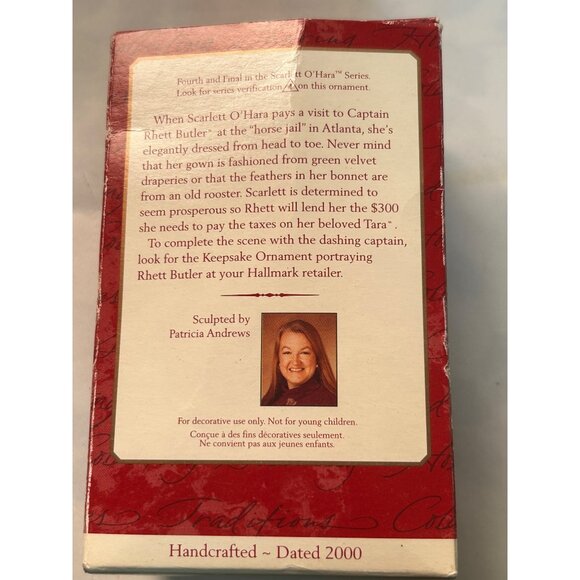 Scarlett OHara Hallmark Keepsake Ornament 2000 Collectors Series Handcrafted - Picture 3 of 10